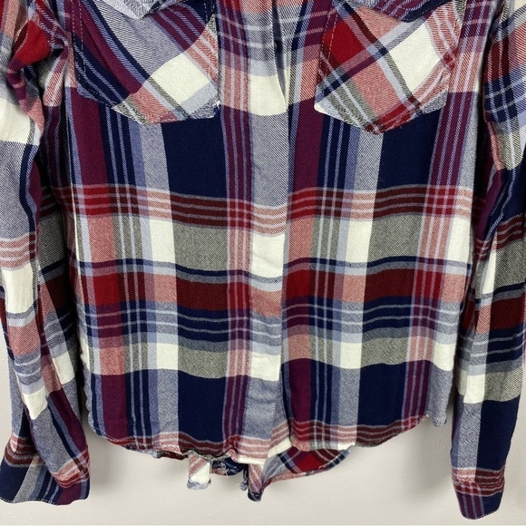 SAM Edelman Riley Blue Red Plaid Lace Back Button Down Shirt Medium - Picture 15 of 15